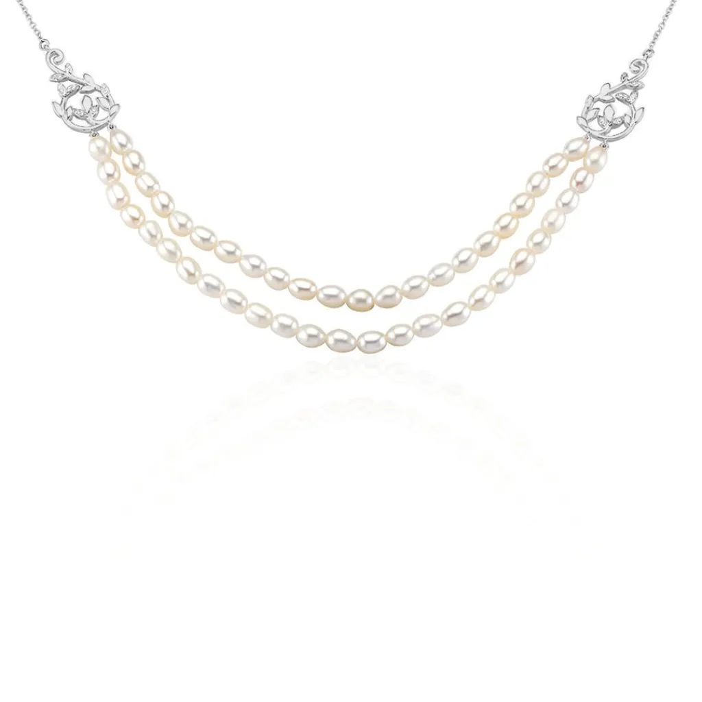 Histoire d'Or Collier Pygmalion Argent Blanc Oxyde De Zirconium Perle De Culture Discount