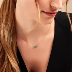 Histoire d'Or Collier Quincey Or Jaune Emeraude Discount