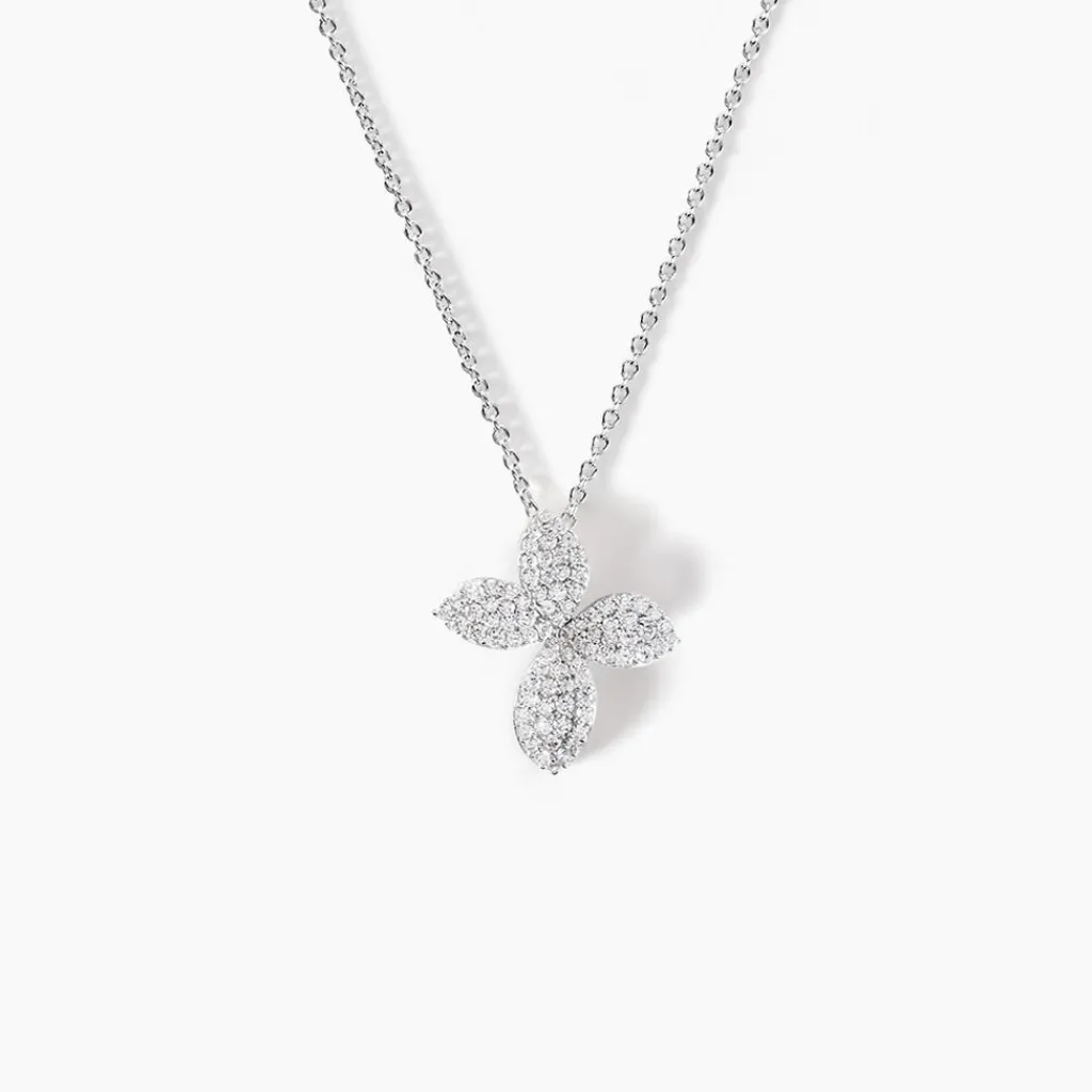 Histoire d'Or Collier Radiant Bloom Argent Blanc Oxyde Best