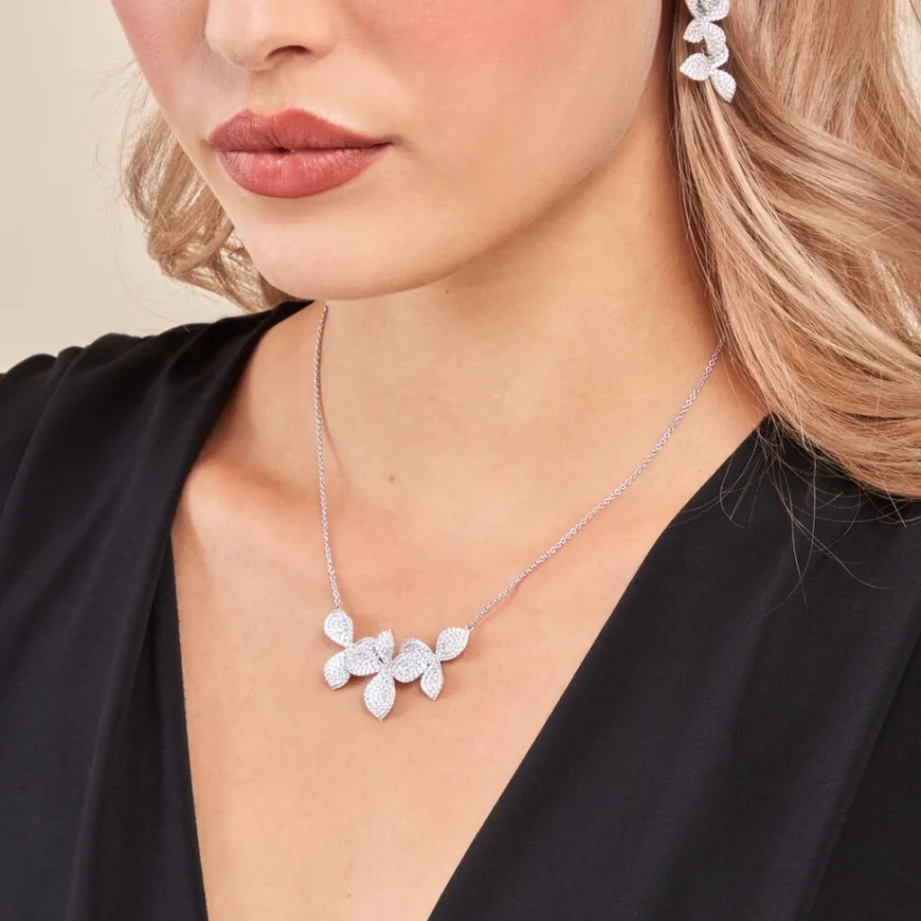 Histoire d'Or Collier Radiant Bloom Argent Blanc Oxyde Discount