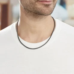 Histoire d'Or Collier Raph Maille Palmier Acier Gris Outlet