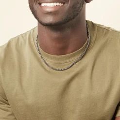 Histoire d'Or Collier Raph Maille Palmier Acier Gris Outlet