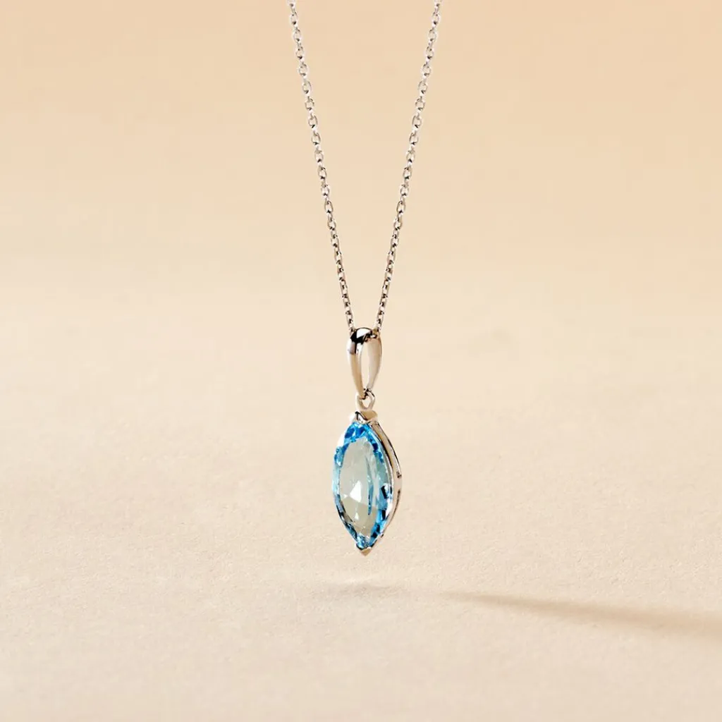 Histoire d'Or Collier Raquel Or Blanc Topaze or blanc topaze bleue Discount