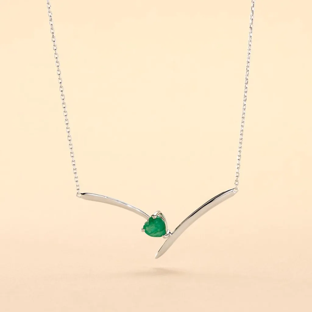 Histoire d'Or Collier Renaldine or blanc emeraude Best