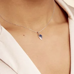 Histoire d'Or Collier Sagesse Or Blanc Saphir Et Diamant Sale