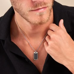 Histoire d'Or Collier Serjac Acier Blanc Agate Hot