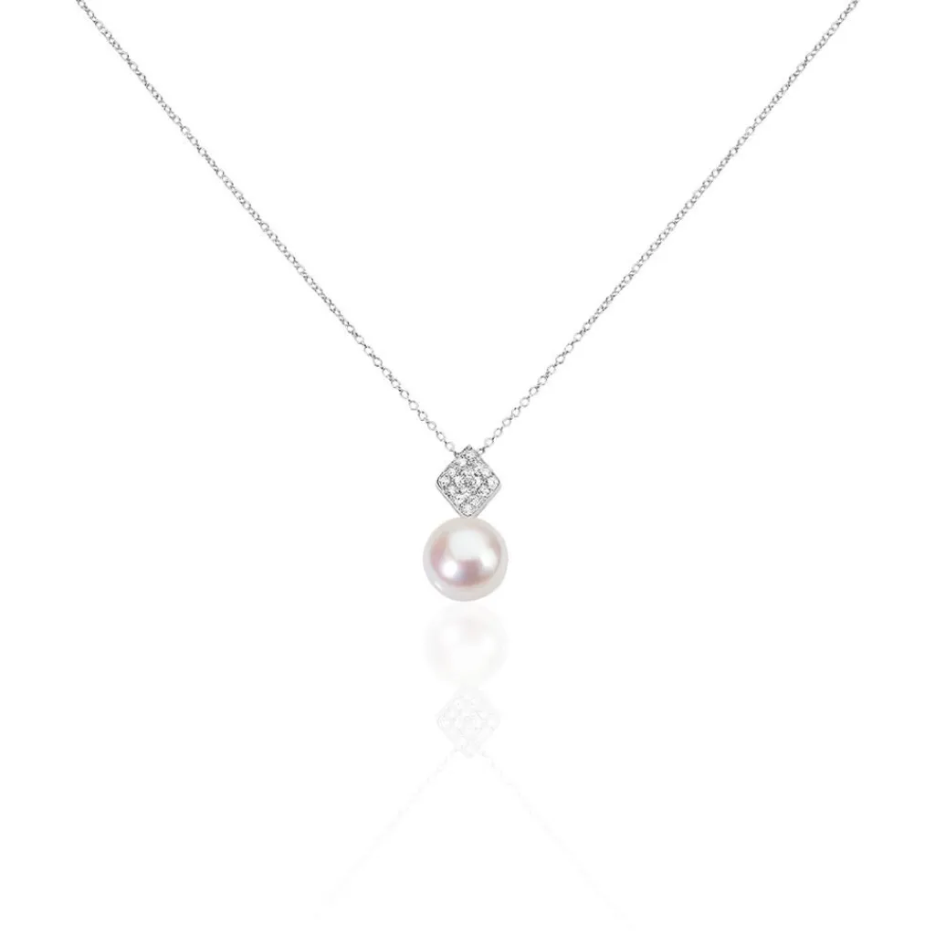 Histoire d'Or Collier Shirine Argent Blanc Perle De Culture Et Oxyde De Zirconium Discount