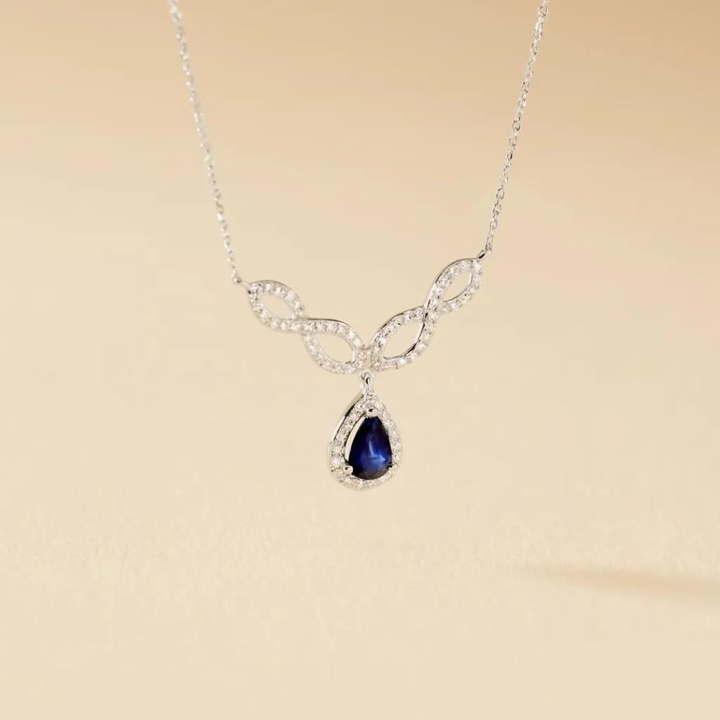 Histoire d'Or Collier Sissi Or Blanc Saphir Diamant Discount