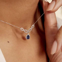 Histoire d'Or Collier Sissi Or Blanc Saphir Diamant Discount