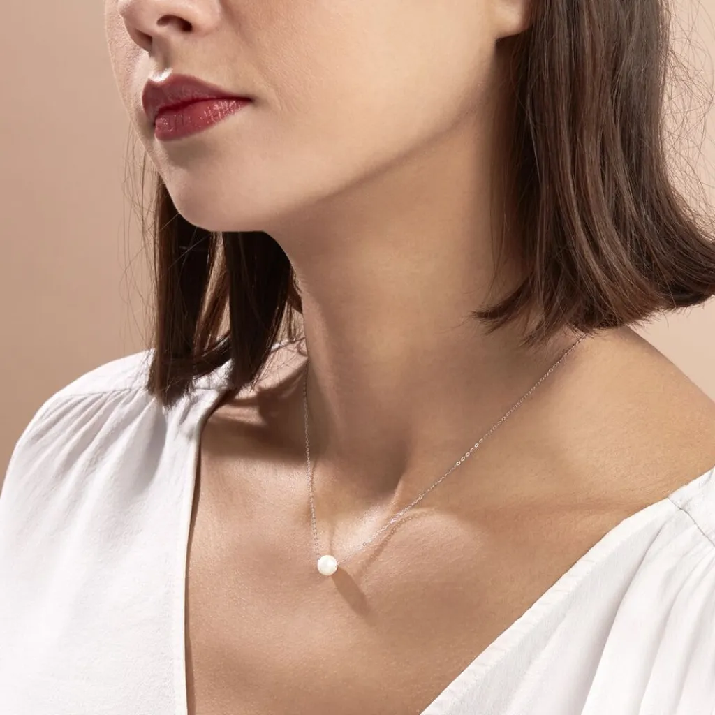 Histoire d'Or Collier Sissy Or Blanc Perle De Culture or blanc perle nacre Discount