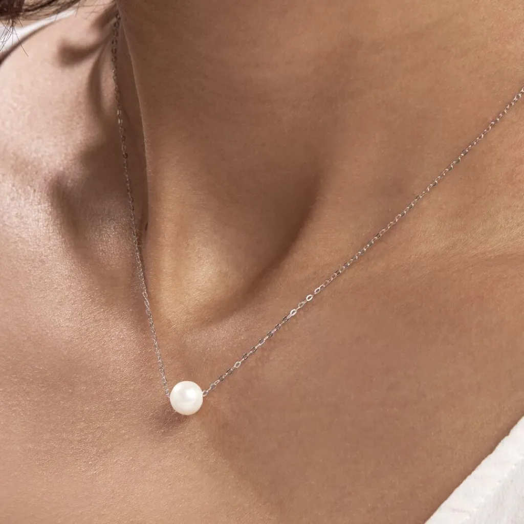 Histoire d'Or Collier Sissy Or Blanc Perle De Culture or blanc perle nacre Discount
