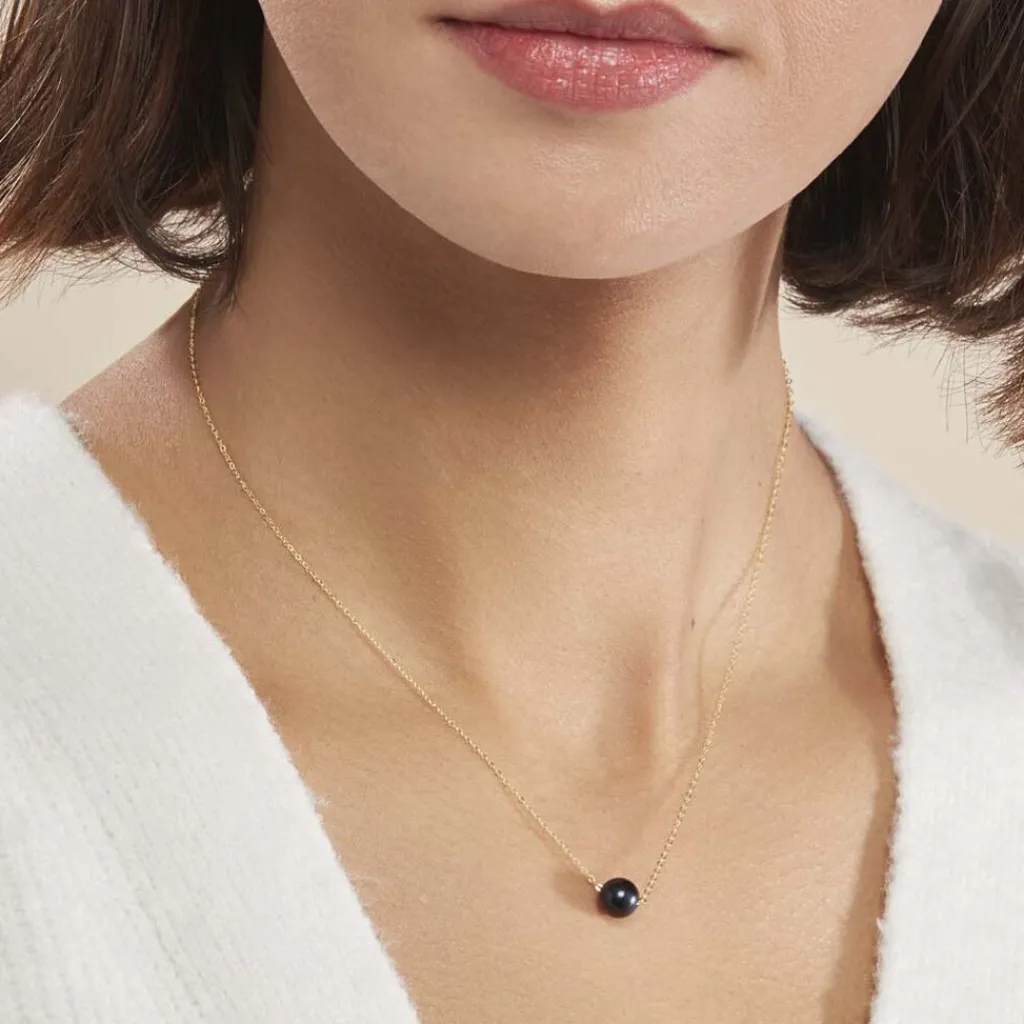 Histoire d'Or Collier Sissy Or Jaune Perle De Culture or jaune perle nacre noire Clearance