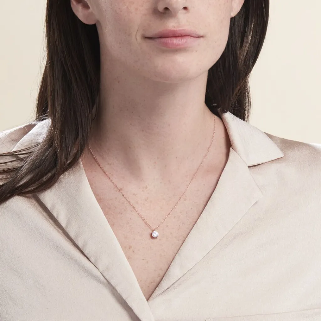 Histoire d'Or Collier Solitaire Argent Rose Lylwenn Oxyde De Zirconium argent rose oxyde Clearance