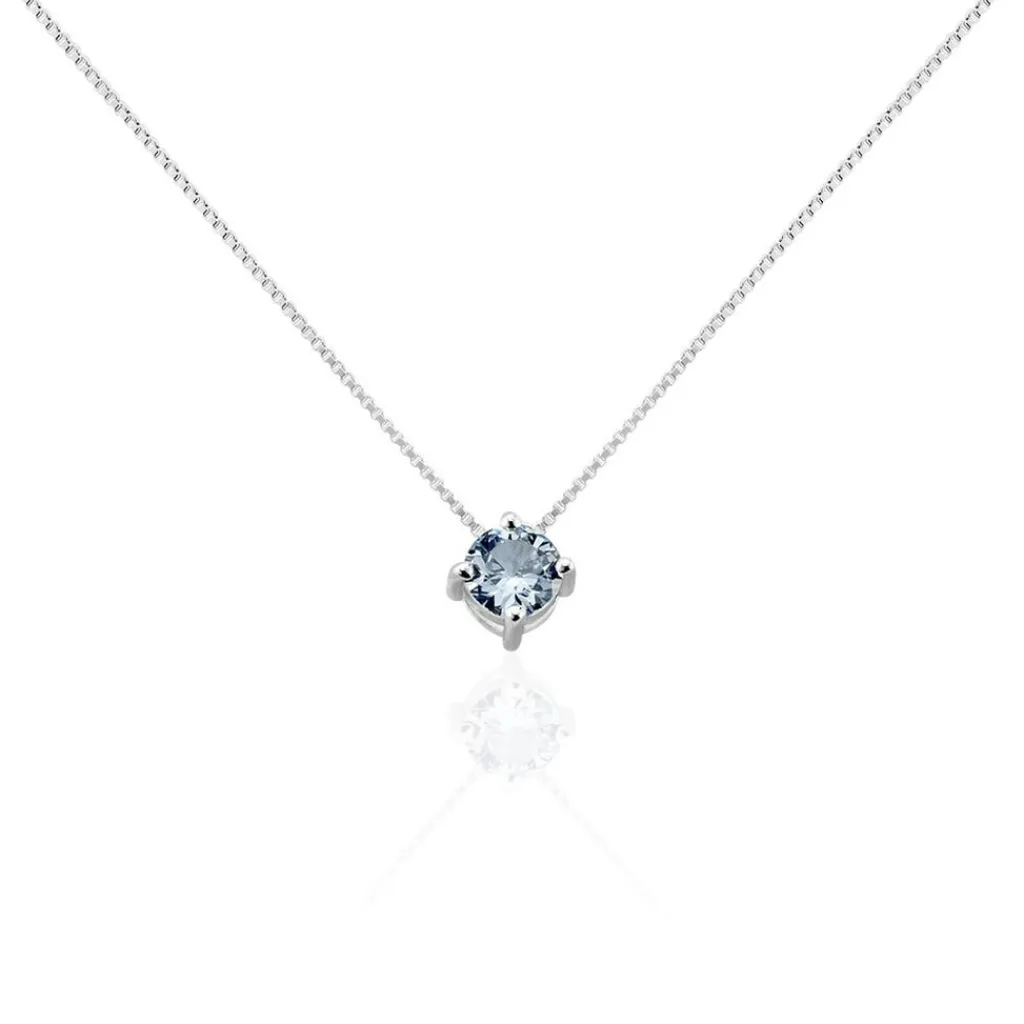 Histoire d'Or Collier Solitaire Argent Blanc Rio Santa Teresa Oxyde De Zirconium argent blanc oxyde bleu sky Best