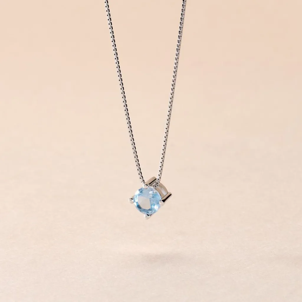 Histoire d'Or Collier Solitaire Argent Blanc Rio Santa Teresa Oxyde De Zirconium argent blanc oxyde bleu sky Best