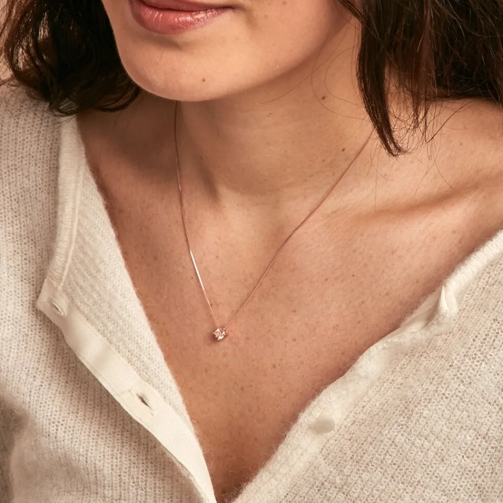 Histoire d'Or Collier Solitaire Argent Rose Rio Santa Teresa Oxyde De Zirconium argent rose oxyde champagne