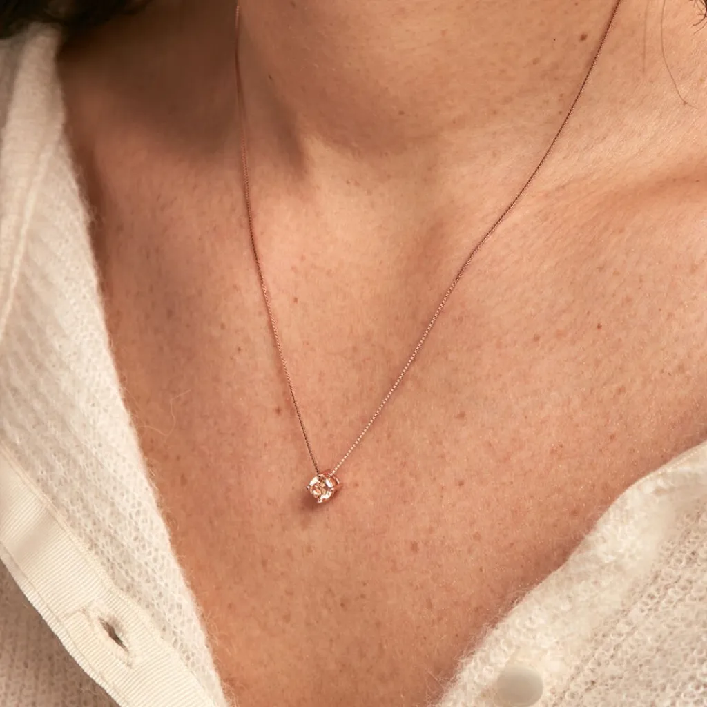 Histoire d'Or Collier Solitaire Argent Rose Rio Santa Teresa Oxyde De Zirconium argent rose oxyde champagne