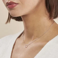 Histoire d'Or Collier Stip Or Blanc Oxyde De Zirconium