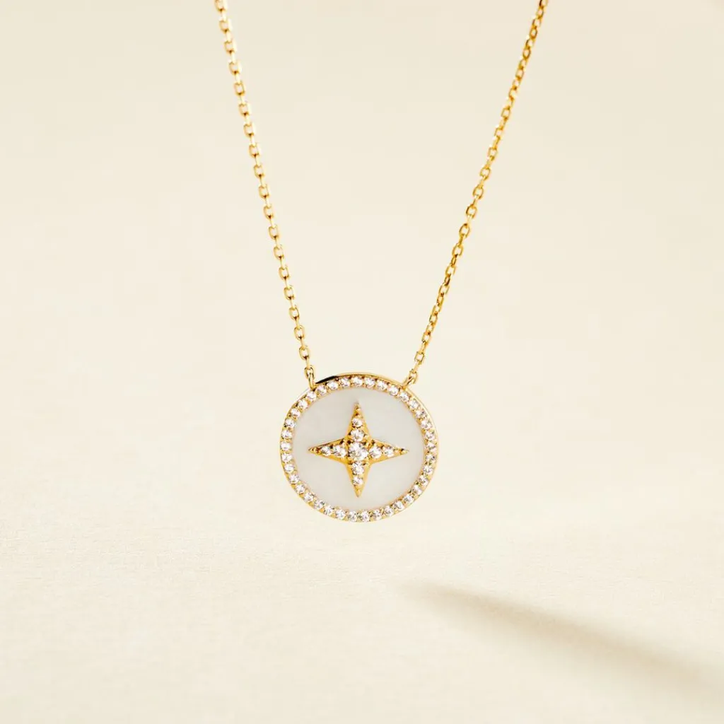 Histoire d'Or Collier Sweet Rosace Or Jaune Oxyde De Zirconium Hot