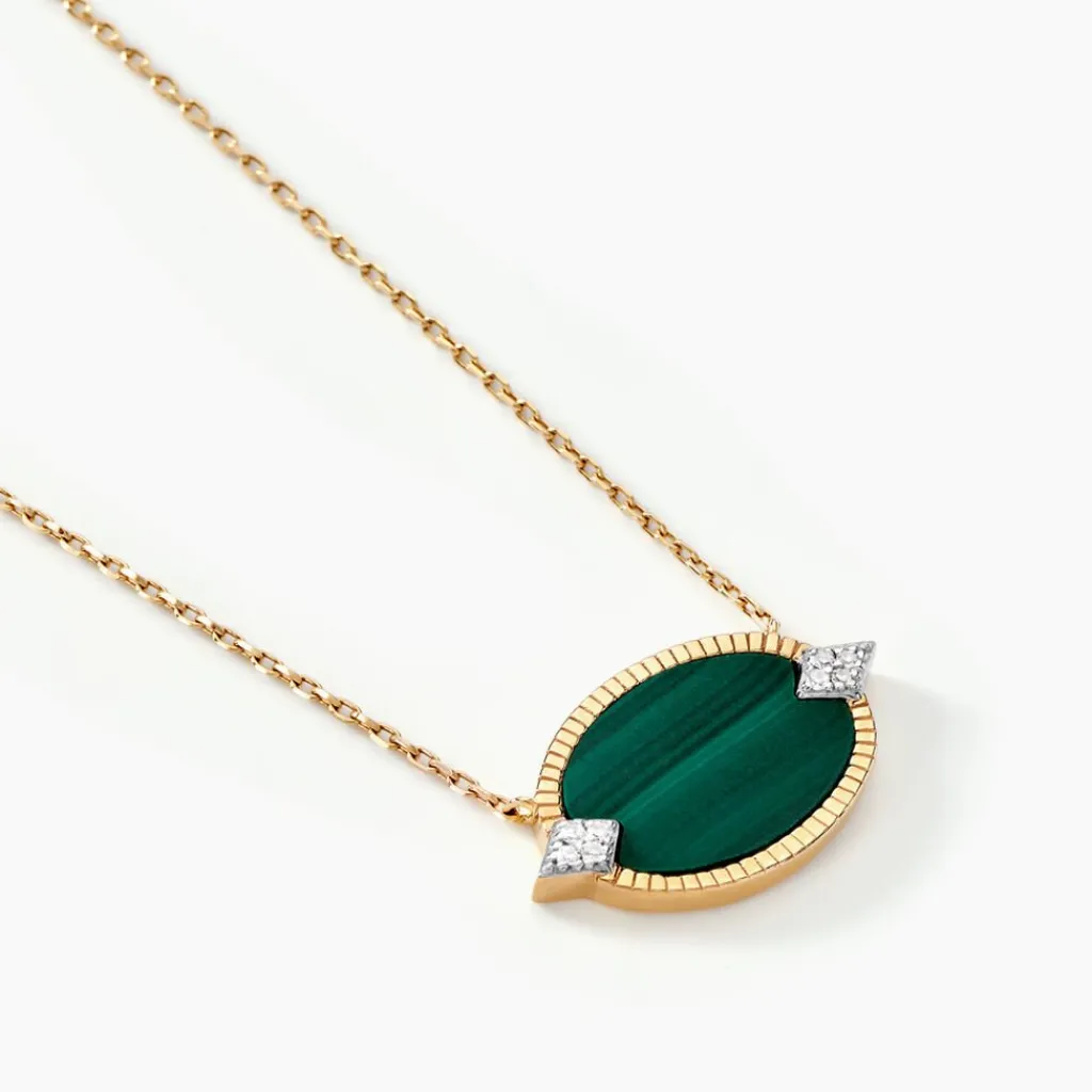 Histoire d'Or Collier Tahina Or Jaune Malachite Diamant or jaune malachite vert New