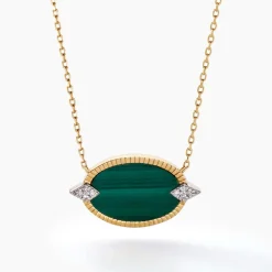 Histoire d'Or Collier Tahina Or Jaune Malachite Diamant or jaune malachite vert New