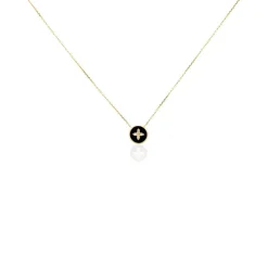 Histoire d'Or Collier Talisman Or Jaune Agate Diamant or jaune agate noir Best