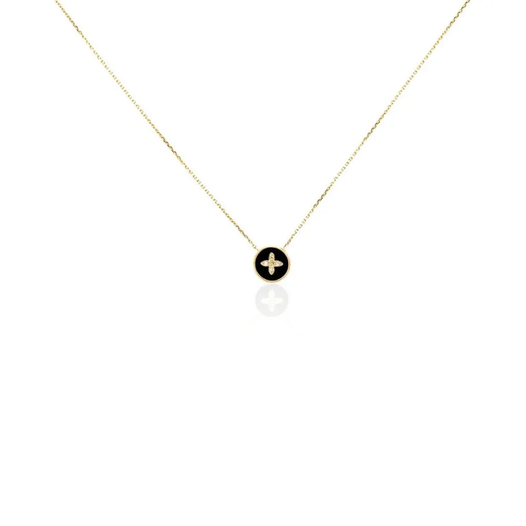 Histoire d'Or Collier Talisman Or Jaune Agate Diamant or jaune agate noir Best