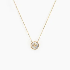 Histoire d'Or Collier Talisman Or Jaune Nacre Diamant or jaune nacre blanche