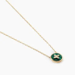 Histoire d'Or Collier Talisman Or Jaune Malachite Diamant Outlet