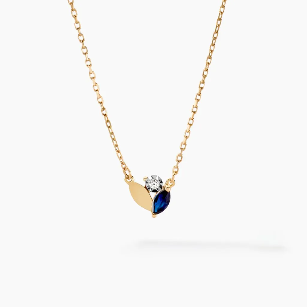 Histoire d'Or Collier Tameka Or Bicolore Saphir Diamant New