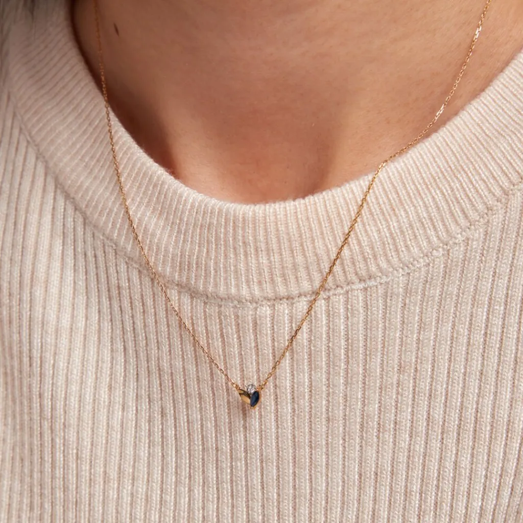 Histoire d'Or Collier Tameka Or Bicolore Saphir Diamant New