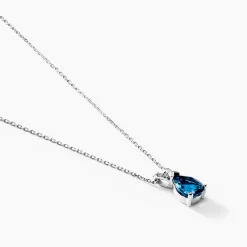 Histoire d'Or Collier Teresa Or Blanc Topaze Et Diamant or blanc topaze bleu london Discount