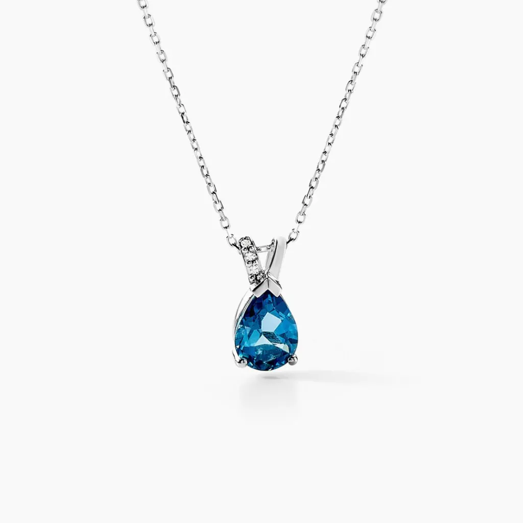 Histoire d'Or Collier Teresa Or Blanc Topaze Et Diamant or blanc topaze bleu london Discount
