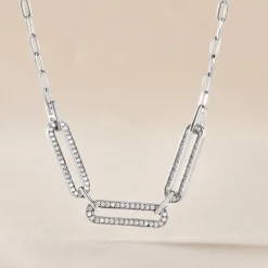 Histoire d'Or Collier Trait D'union Argent Blanc Oxyde De Zirconium New