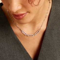 Histoire d'Or Collier Trait D'union Argent Blanc Oxyde De Zirconium New