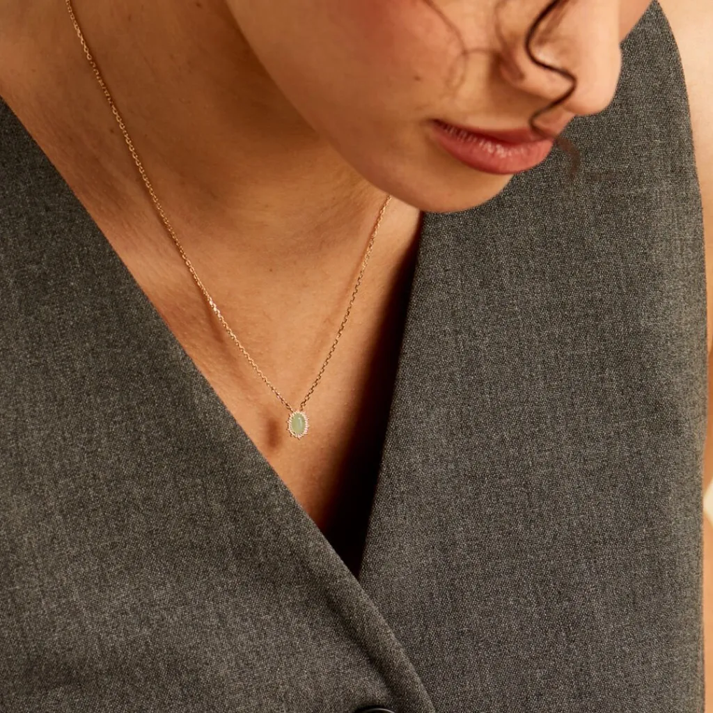 Histoire d'Or Collier Vintage Love Plaqué Or Jaune Aventurine plaqué or jaune aventurine vert Outlet