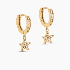 Histoire d'Or Creoles Plaqué Or Jenny Oxydes Etoiles Outlet