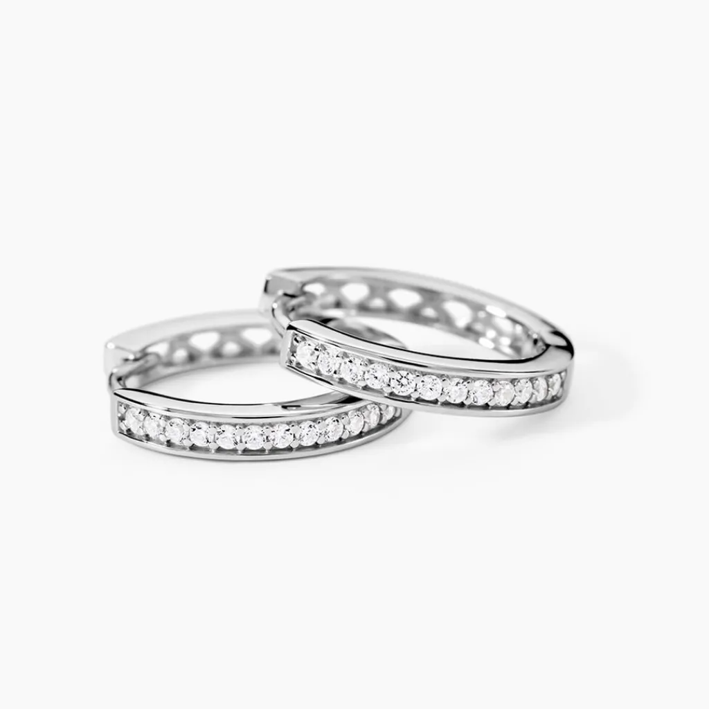 Histoire d'Or Créoles Alexa Argent Argenté Oxyde De Zirconium Clearance