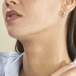 Histoire d'Or Créoles Anne-sixtine Argent Blanc Oxyde De Zirconium Outlet