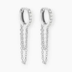 Histoire d'Or Créoles Argent Blanc Ibai Oxydes De Zirconium Sale