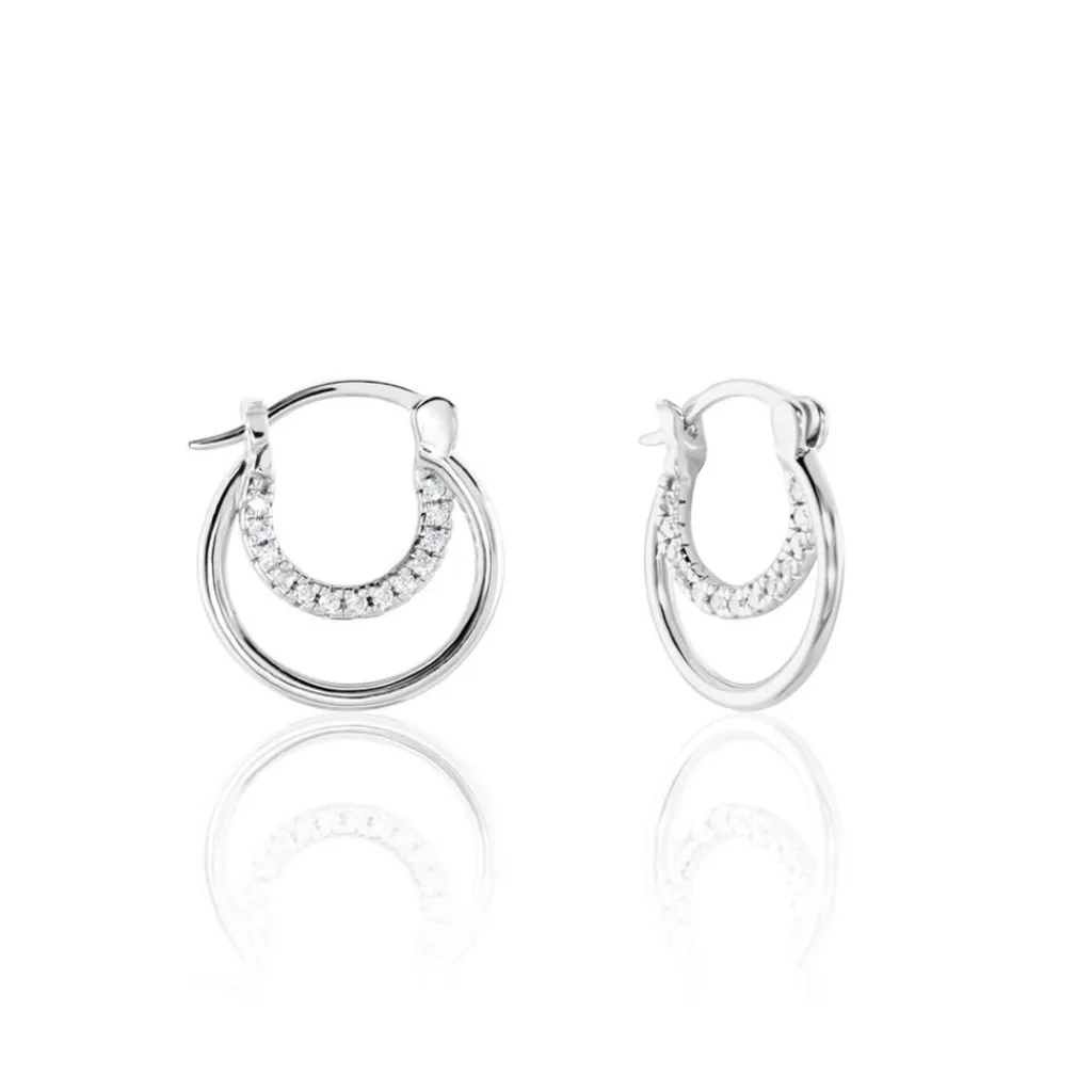 Histoire d'Or Créoles Argent Blanc Linnette Oxydes De Zirconium Hot