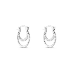 Histoire d'Or Créoles Argent Blanc Linnette Oxydes De Zirconium Hot