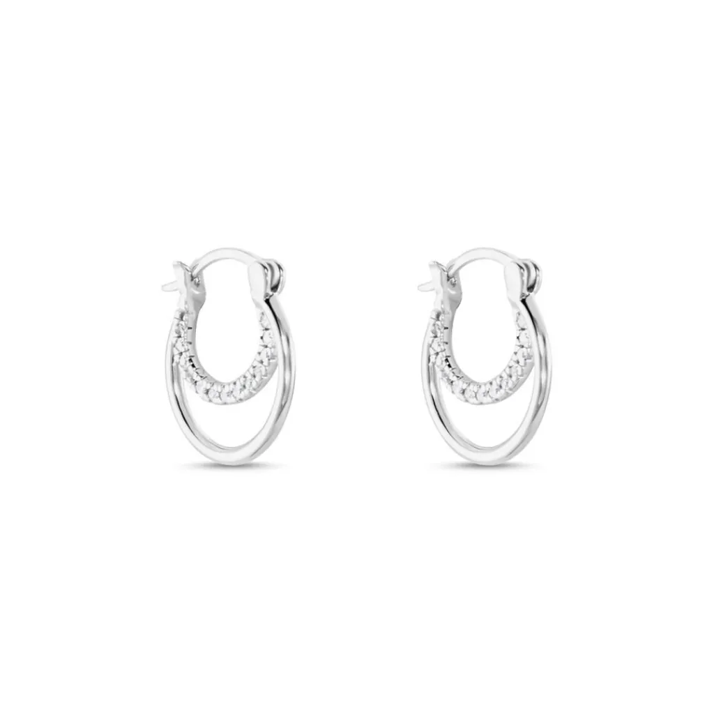 Histoire d'Or Créoles Argent Blanc Linnette Oxydes De Zirconium Hot