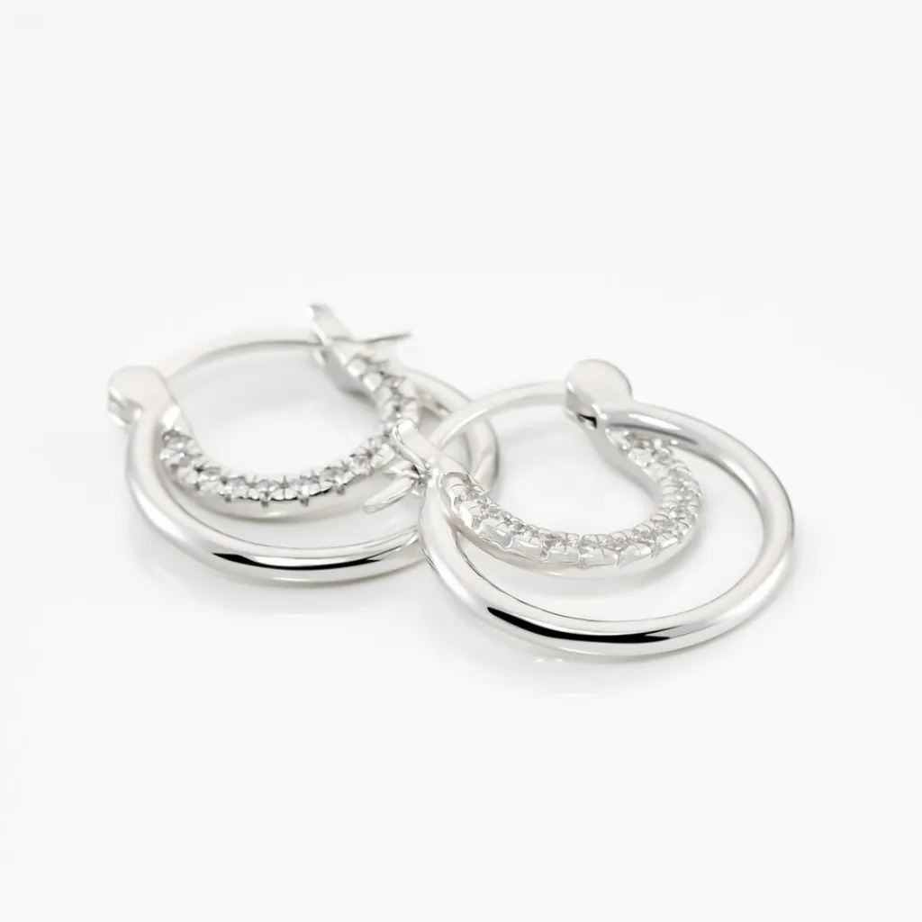 Histoire d'Or Créoles Argent Blanc Linnette Oxydes De Zirconium Hot