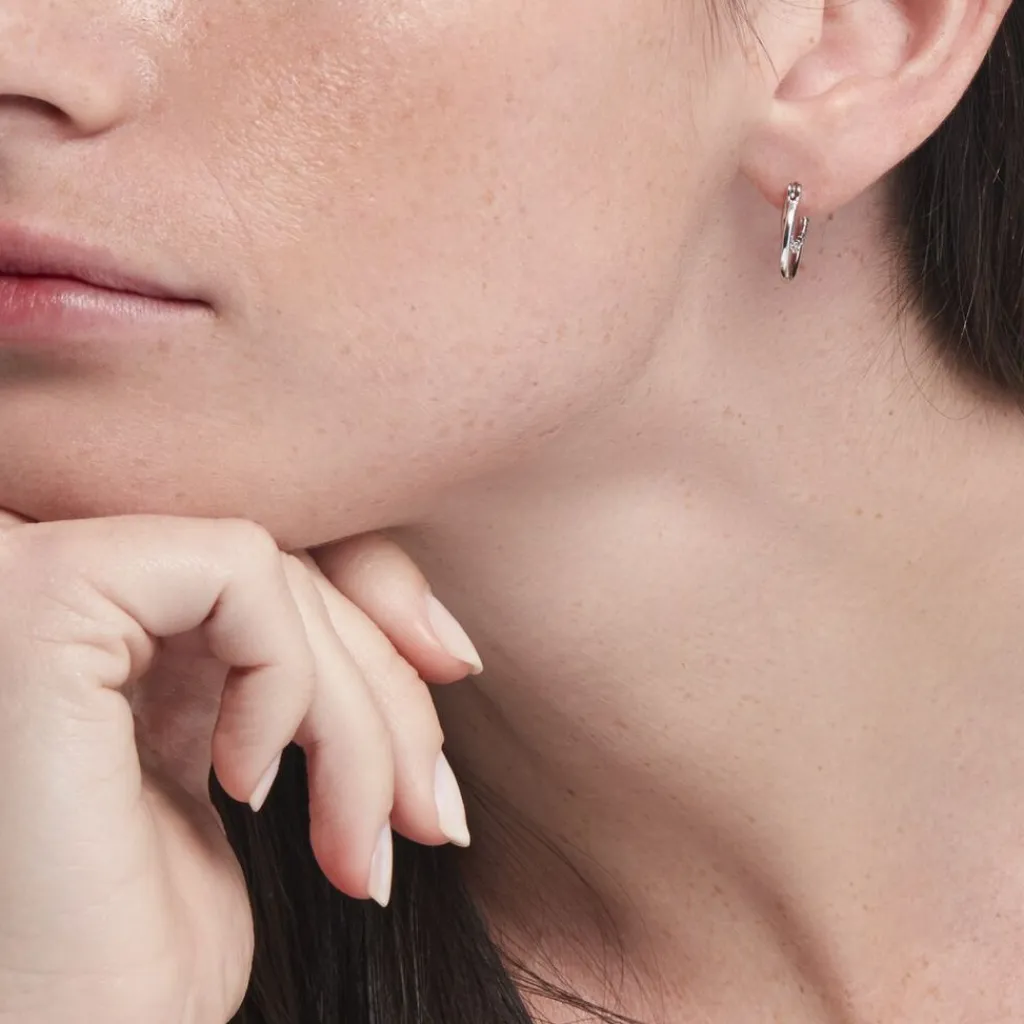 Histoire d'Or Créoles Argent Blanc Linnette Oxydes De Zirconium Hot