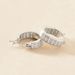 Histoire d'Or Créoles Argent Blanc Menelas Oxydes De Zirconium Discount