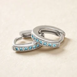 Histoire d'Or Créoles Argent Blanc Rio Saara Oxydes De Zirconium argent blanc oxyde bleu Online