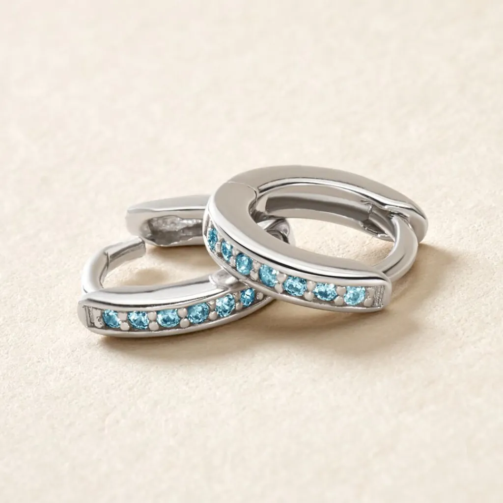 Histoire d'Or Créoles Argent Blanc Rio Saara Oxydes De Zirconium argent blanc oxyde bleu Online