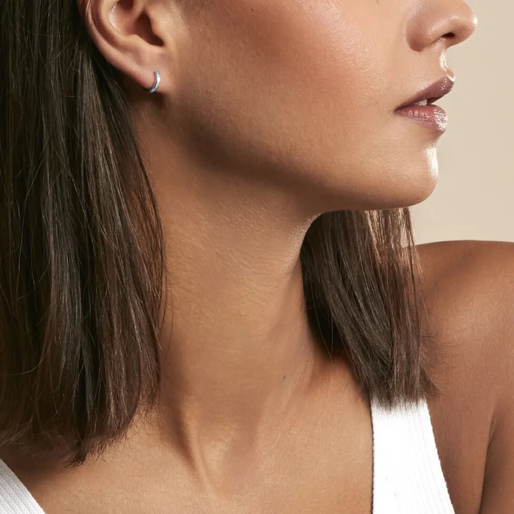 Histoire d'Or Créoles Argent Blanc Rio Saara Oxydes De Zirconium argent blanc oxyde bleu Online