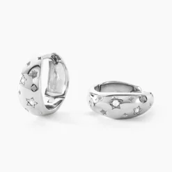 Histoire d'Or Créoles Astre Precieux Argent Blanc Oxyde De Zirconium Hot